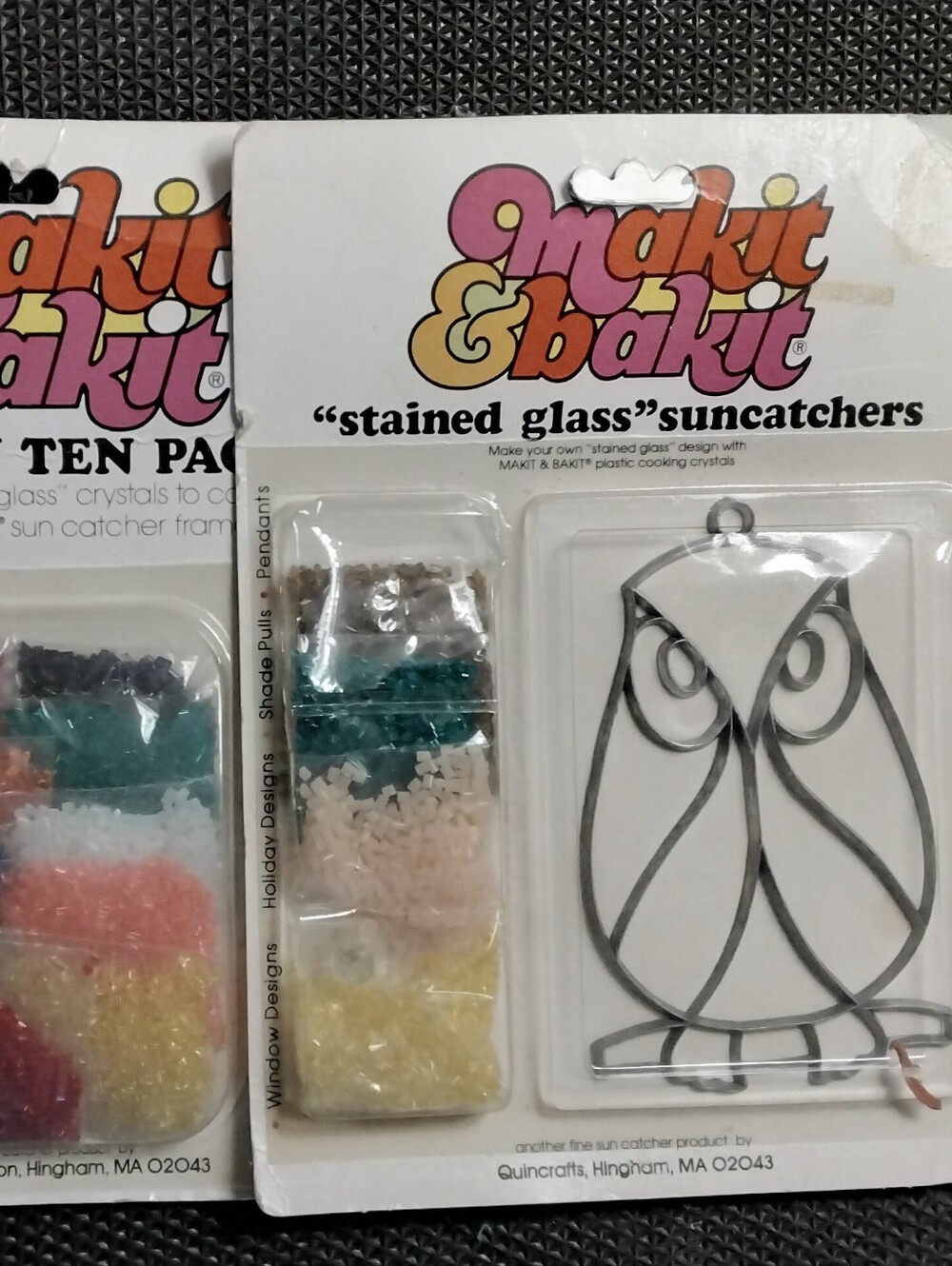 Vintage 80's Makit & Bakit Stained Glass Suncatcher Crystal Craft Kits
